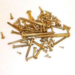 Solid Brass Wood Screws, 10mm x 2.0mm Round Head Slotted (100 screws)