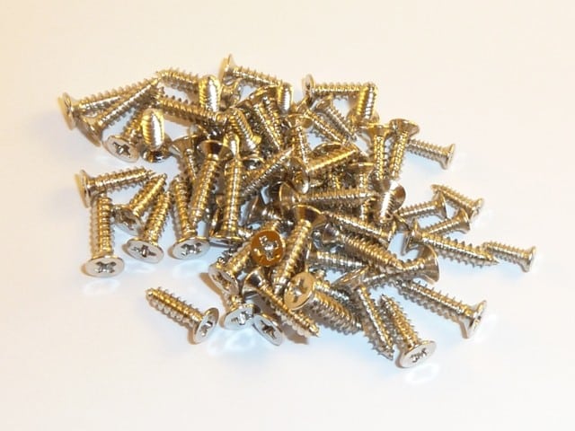 Nickel plated - Chrome plated Wood Screws 10mm x 2.5mm (200 screws)