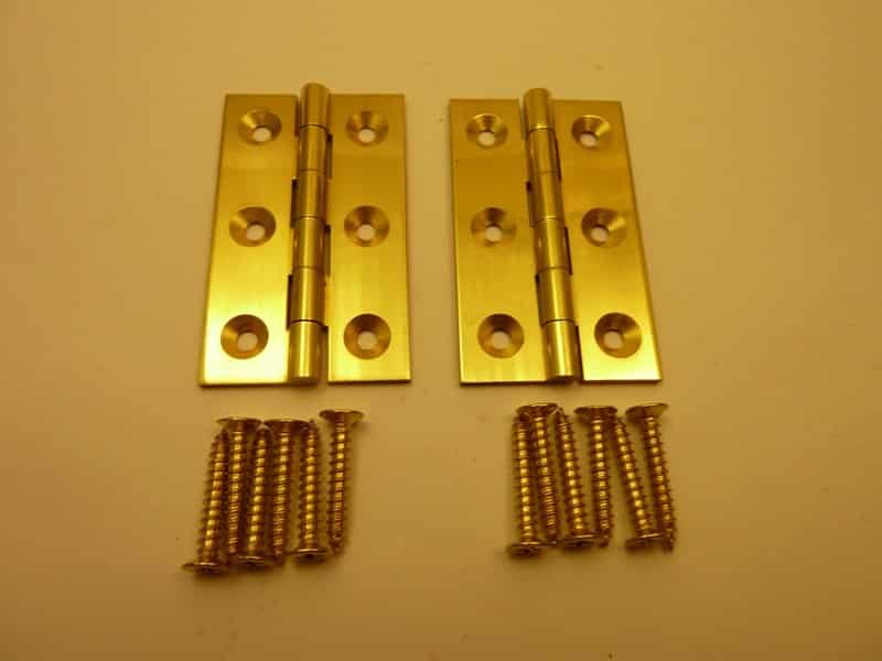 Solid Brass polished 2" x 1 1/8" Butt Hinges