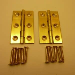 Solid Brass polished 63mm x 38mm x 2.5mm Butt Hinges