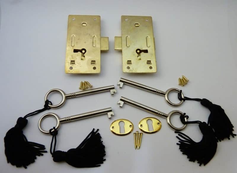 Brass plated Steel Cabinet Door Locks - Left and Right