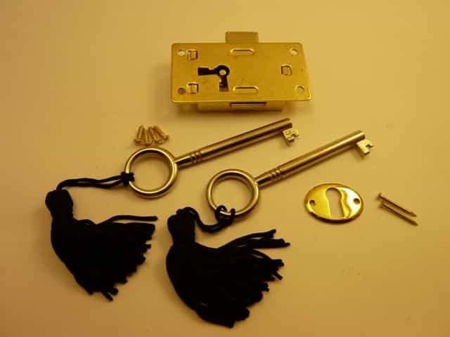 Brass plated Steel Drawer Lock - Small