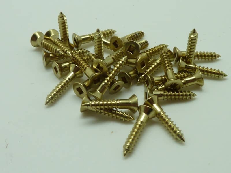 Square Drive Solid Brass Countersunk Wood Screws 1" x 6g